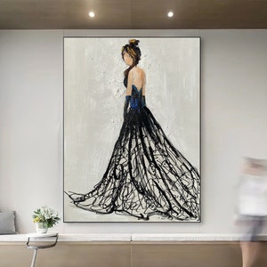 Ballerina fine art Dancer oil painting on Canvas Ballerina girl is like bride in a wedding dress Original female Ballet Artist Oil painting