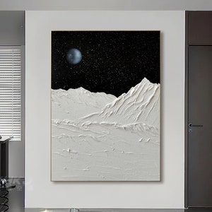 white Snow mountain art Snow mountain painting Black abstract Art Black and white wall art Black and white Snow mountain painting