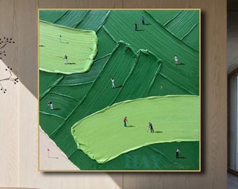 Textured Golf Painting: Abstract Green Art, Custom Souvenir (Hand-Painted)