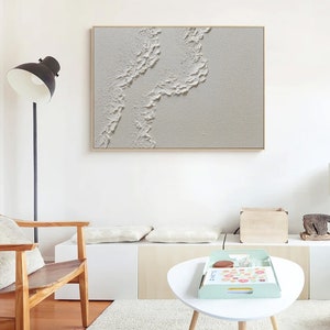 Large Beige Plaster Wall Art Beige Abstract Wave Painting Beige 3D ...