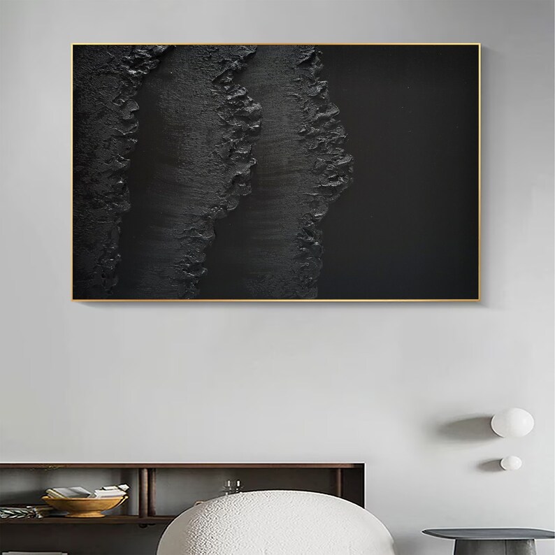 Picture of Wabi Sabi Painting Black Texture Painting Black Abstract Art Wabi-sabi ...