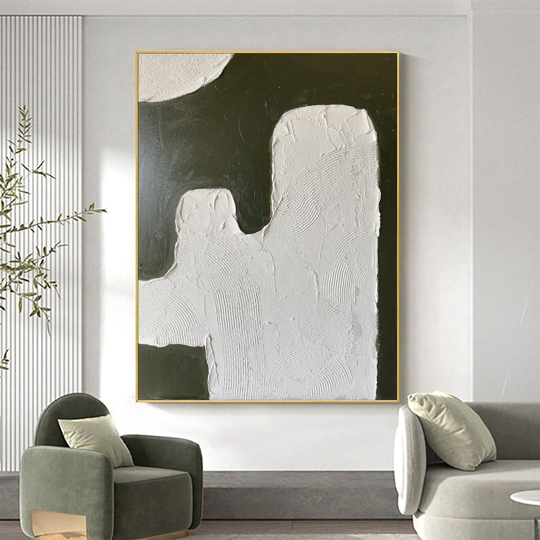 Green White Wabi Sabi Wall Art Green Texture Painting on Canvas Green ...