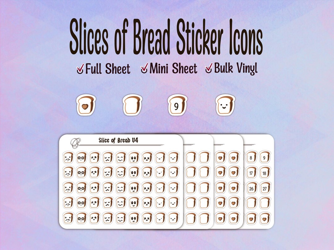Bread Stickers | Dated Bread Icons | Emoji Bread Stickers for Planner ...