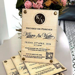 Special Wedding Invitation QR Code - Wood Invitation - Rustic Wedding Invitation - Wedding Invitation Set