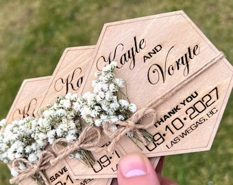Floral Save The Date Magnet: Rustic Wood Wedding Invitation