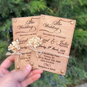 Invitation Gypsophila Card - Flower Eucalyptus Wedding Invitation - 100% Birch Wood Cards, Envelope and Stickers.