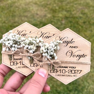 Bedankmagneet, gepersonaliseerde save-the-dates-magneten, - Feestartikelen voor gasten - 100% berkenhouten kaarten - Babyshower