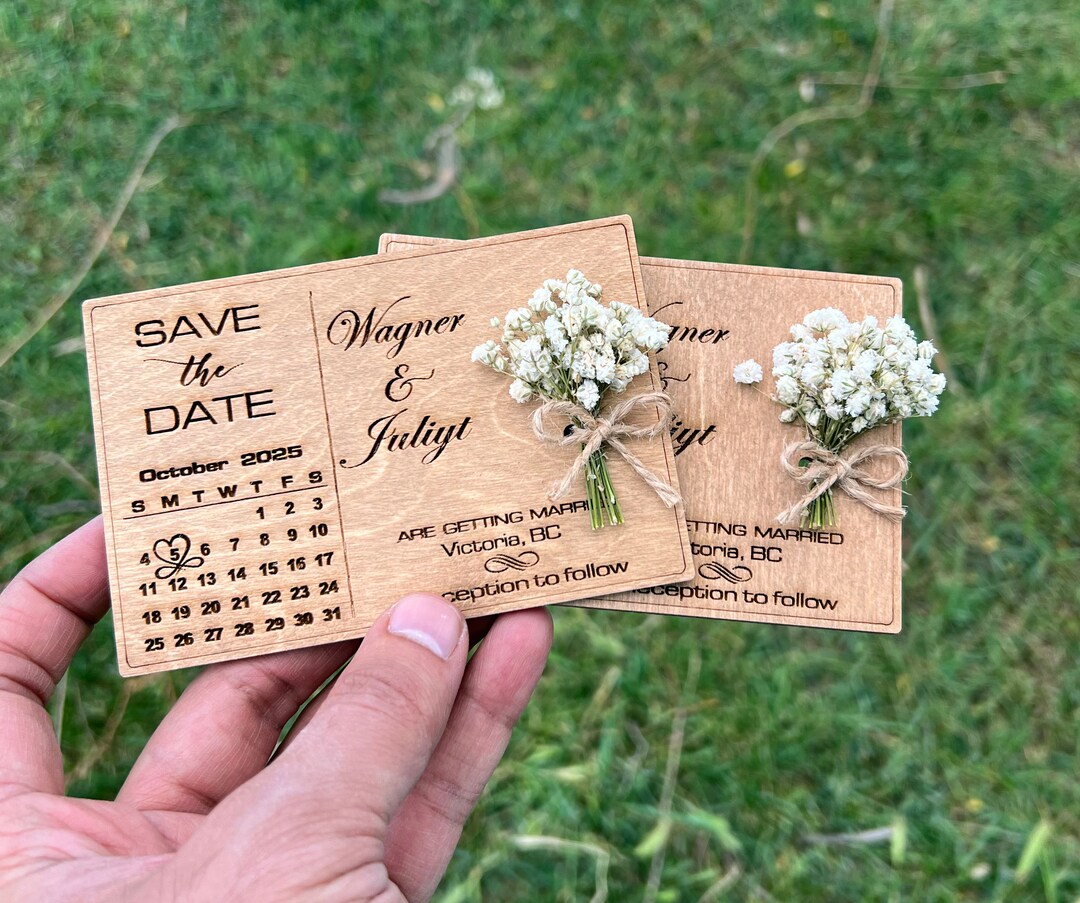 Floral Wooden Save the Date Magnet Rustic Wedding Magnets Save the Date ...