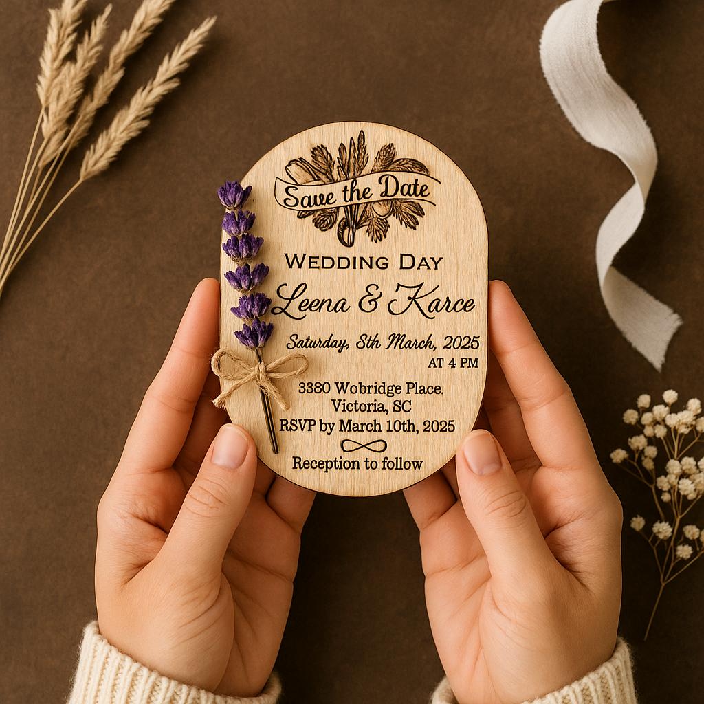 Magnet Invitations Birch Wood Save the Date Magnet, Lavender Floral Wedding Invitations ...