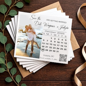 de remerciements photo pour mariage, Cartes photo magnétiques personnalisées ultra épaisses « Save the date » | Enveloppes kraft, autocollants GRATUITS