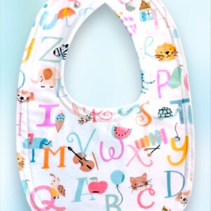 Adjustable Baby Bib, Alphabet Animals Baby Bib, Baby Shower Gift