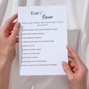 Bachelorette Ever Never Hen Party Game Idea, Printable PDF Bridal Shower Adult Game, Ladies Night Girls Trip Instant Digital Download G01-1