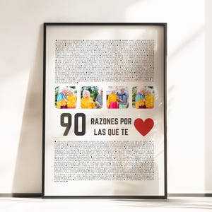 Regal de Cumpleaños 90 jaar, Cartel personalizado, Collage de Fotos, Regalo Para Papá, Mamá, Abuelos, Abuela, 90 jaar Celebracion P153