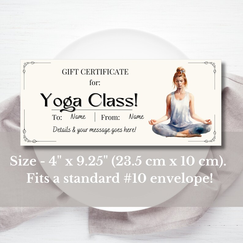 Yoga Class Gift Voucher Printable, Yoga Gift Certificate Template, Customizable Yoga Coupon ...