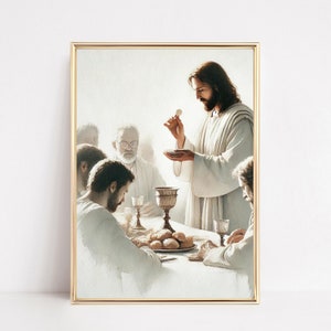The Last Supper Digital Print, Modern Christian Art, Jesus Christ Artwork, LDS Printable Biblical Wall Art, Christian Watercolor Art P27