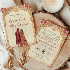 Modelo de convite para casamento real indiano, elegante Save the Date, cartão de casamento hindu, convite para casamento do sul da Índia, convite para casamento tâmil I48