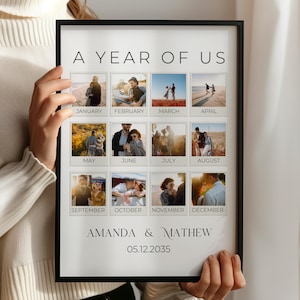 Custom Photo Collage Anniversary Template, 1 Year Anniversary Gift for Boyfriend Husband Him, Polaroid Frame Keepsake For Girlfriend P462