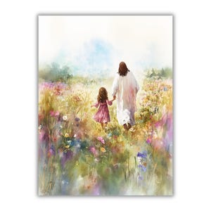 Jesus and Little Girl Hug Print, LDS Baptism, Confirmation or Memorial Gift, Savior Holding Her, Christian Comfort for Kids Printable P416