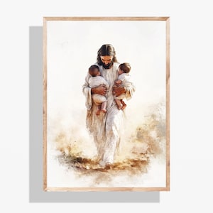 Jesus Holding Twin Babies Print, Twin Miscarriage Memorial Art, Christian Baby Loss Gift, Stillborn Twins Heaven Watercolor Download P308