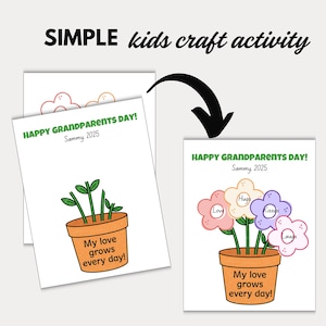 Manualidad "Mi amor crece por ti", actividad para el Día de los Abuelos, tarjeta imprimible con maceta, regalo DIY en PDF de la Escuela Dominical de los Nietos (H21)