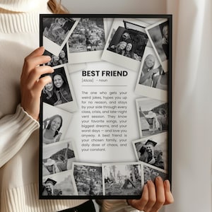 Polaroid-Style Friendship Photo Collage, Custom Printable Best Friend Gift, Editable Canva Template, Personalised Photo Print for Her P499
