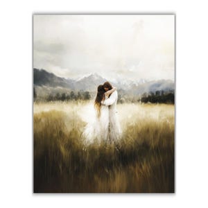 Jesus and Woman Hugging Farewell Homecoming Gift Art, LDS Loss of Sister Gift, Missionary Memorial Print, Christian Grief Wall Decor P415