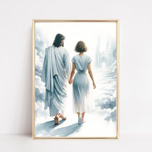 LDS Mission Gift Print With Jesus Christ Watercolor, Personalized Gift for Sister Missionary Brown Hair, LDS Homecoming Farewell Gift I66