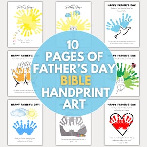 Father’s Day Handprint Craft Bible Bundle, Christian Dad Gift from Kids, LDS Printable Scripture Art Pre-School Primary Toddler Activity H10