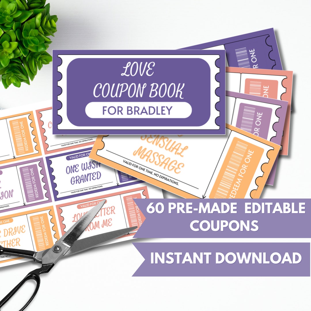 Printable Love Coupons for Him, Love Coupon Book for Him, Romantic ...