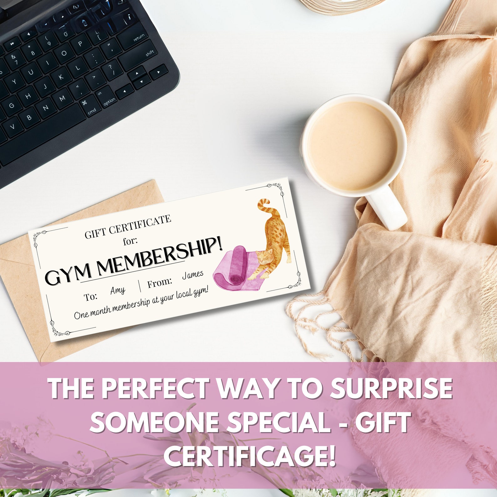 Gym Membership Printable Voucher Gift Certificate Template, Surprise ...