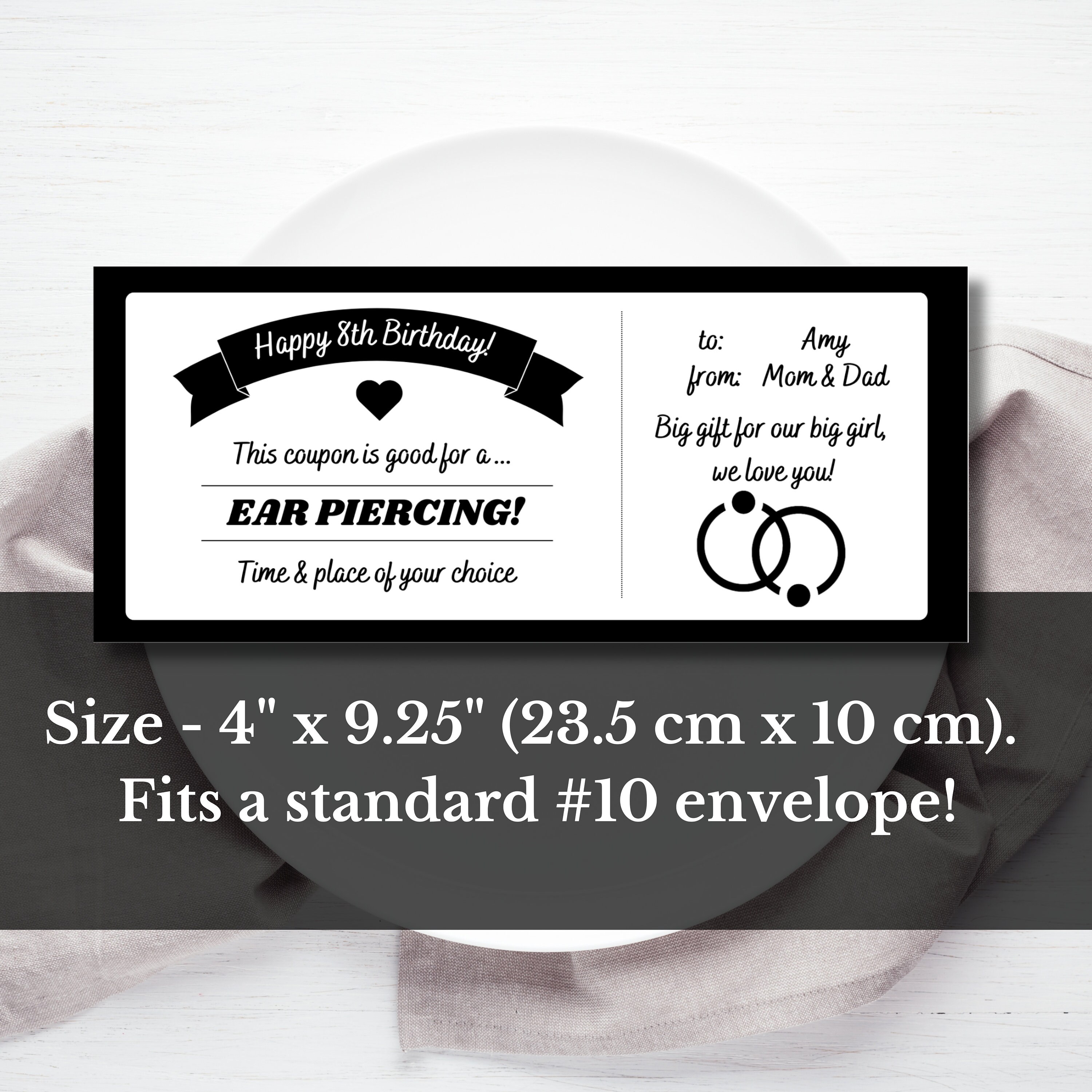 Ear Piercing Voucher Printable, Ear Piercing Gift Certificate Template ...