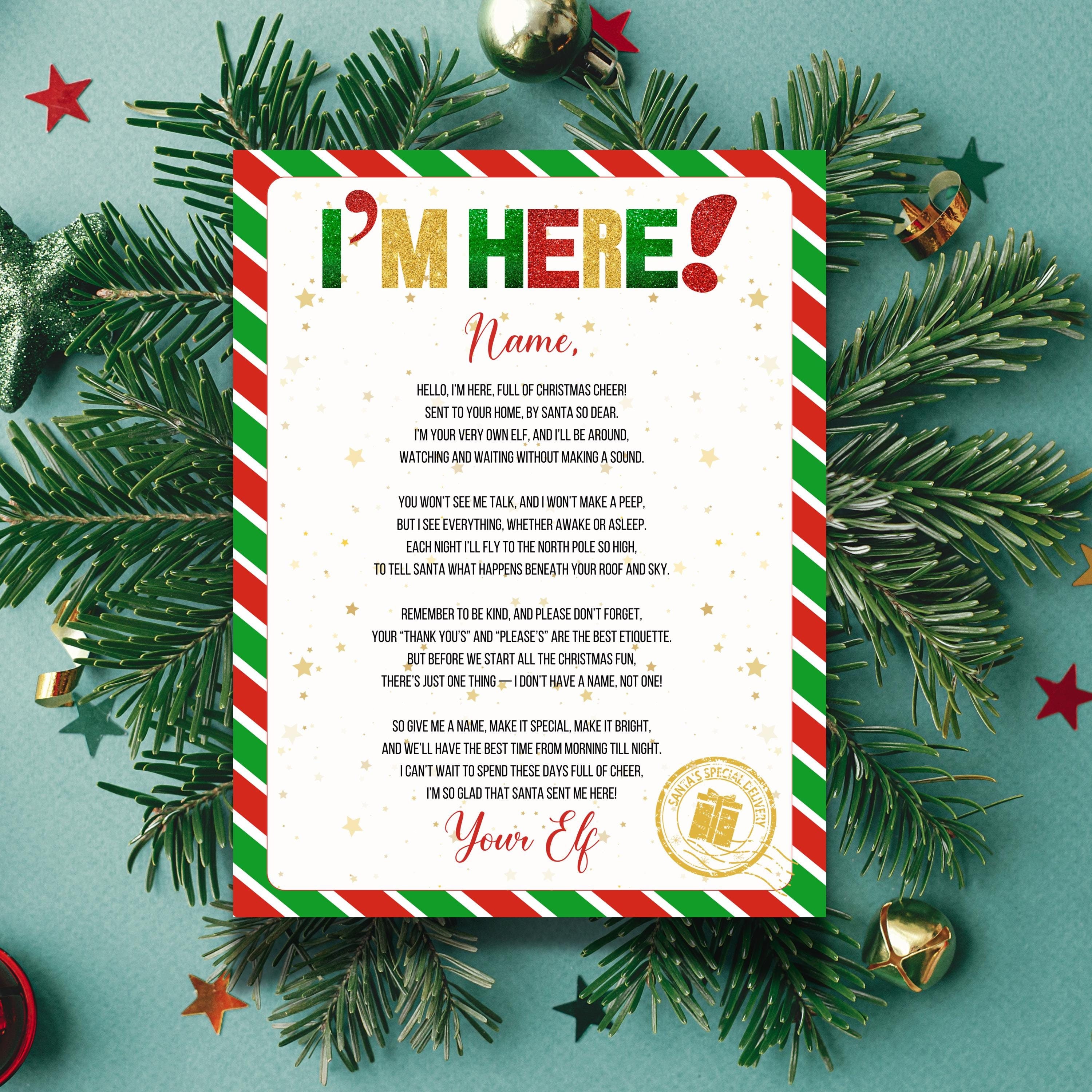 Editable Elf on the Shelf Arrival Letter Template, Printable Christmas ...