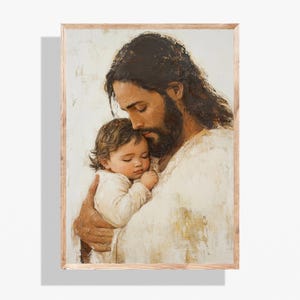 Jesus Holding Baby Watercolor Print, Baby Loss Memorial Art, Miscarriage Gift, Stillbirth Sympathy Gift, Jesus Infant Wall Art Nursery P296