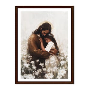 Jesus Hugging Girl Christian Art, LDS Baptism Keepsake, Confirmation Day Wall Printable, Faith and Grace Jesus Gift for Little Girl P385
