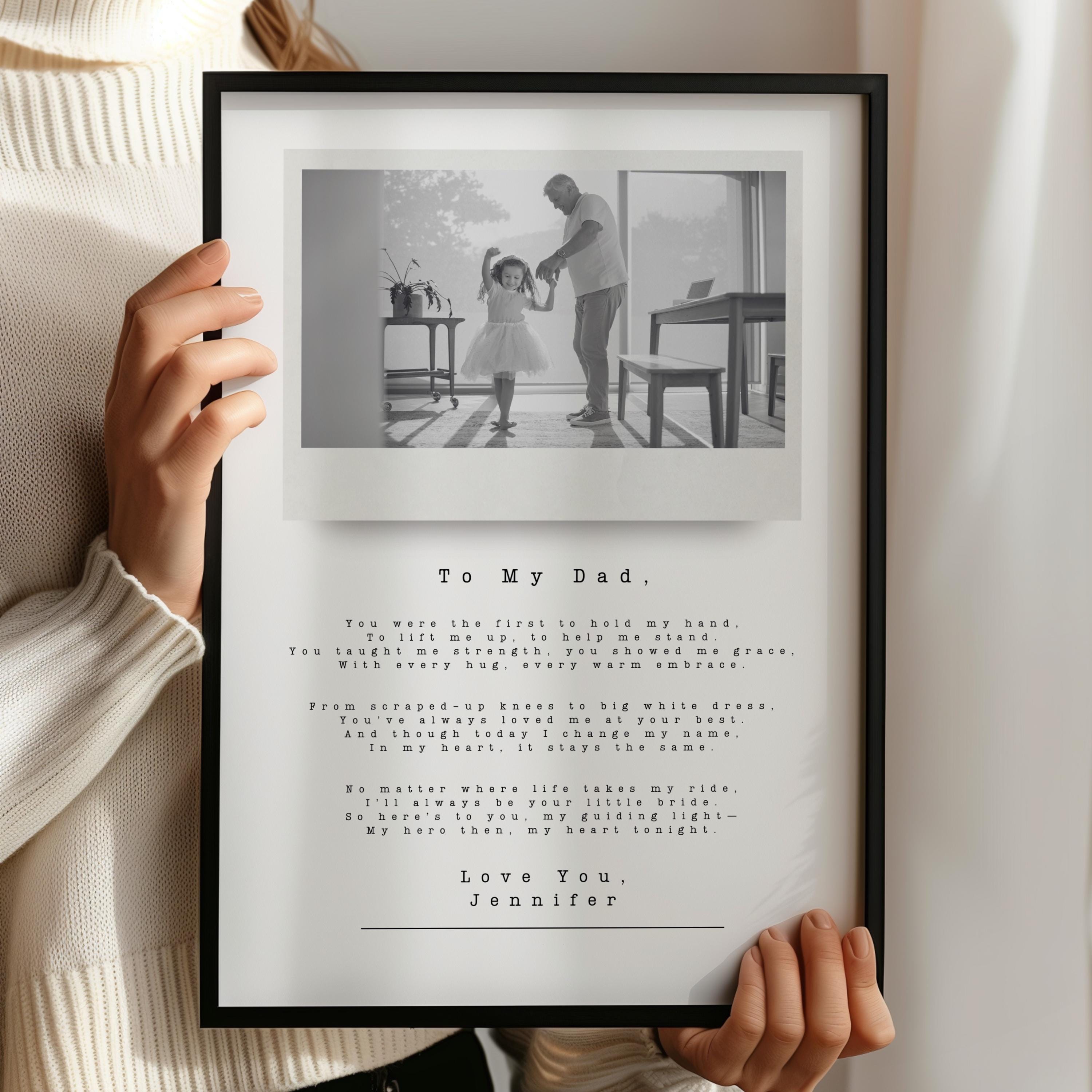 Printable Father of the Bride Polaroid Frame with Poem, Wedding Gift for Dad from Bride, Custom Template, Sentimental Photo Collage P507