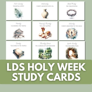 LDS Holy Week Study Cards Printable, Easter Scripture Cards, LDS Easter Advent Countdown, Holy Week Printable for Kids, Easter Story Kit