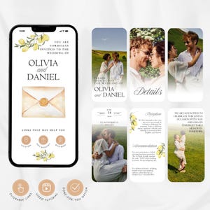 Amalfi Coast Digital Wedding Invitation With RSVP, Location, Gift Registry Links, Lemon Italian Evite Canva Template Editable Yellow WI03