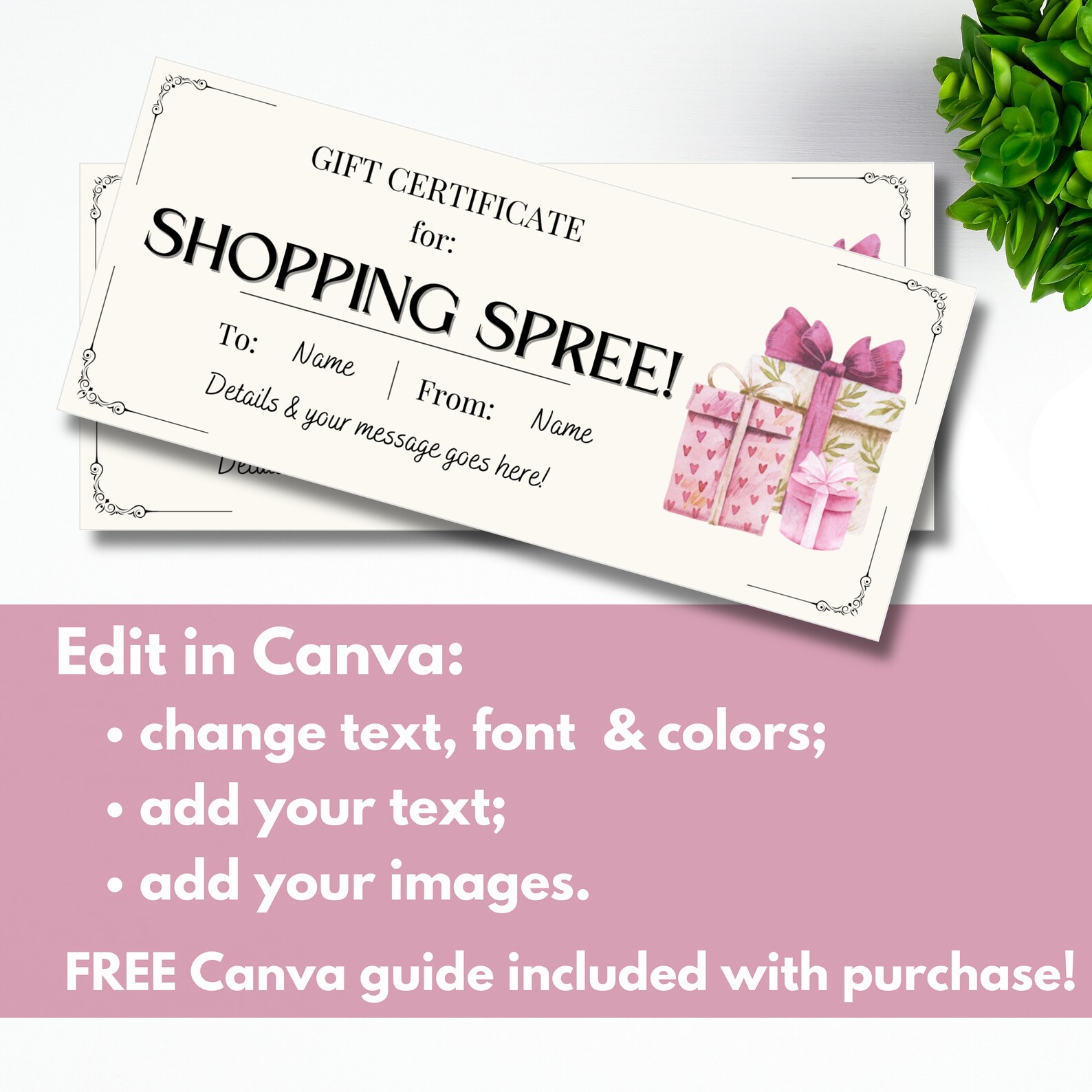 Editable Shopping Spree Gift Voucher Printable Template Surprise