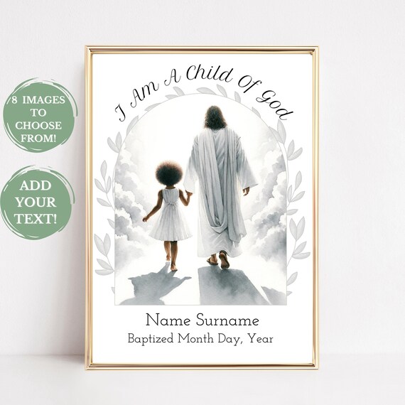 Customizable Child of God Print, LDS Baptism Gift Girl, Jesus With