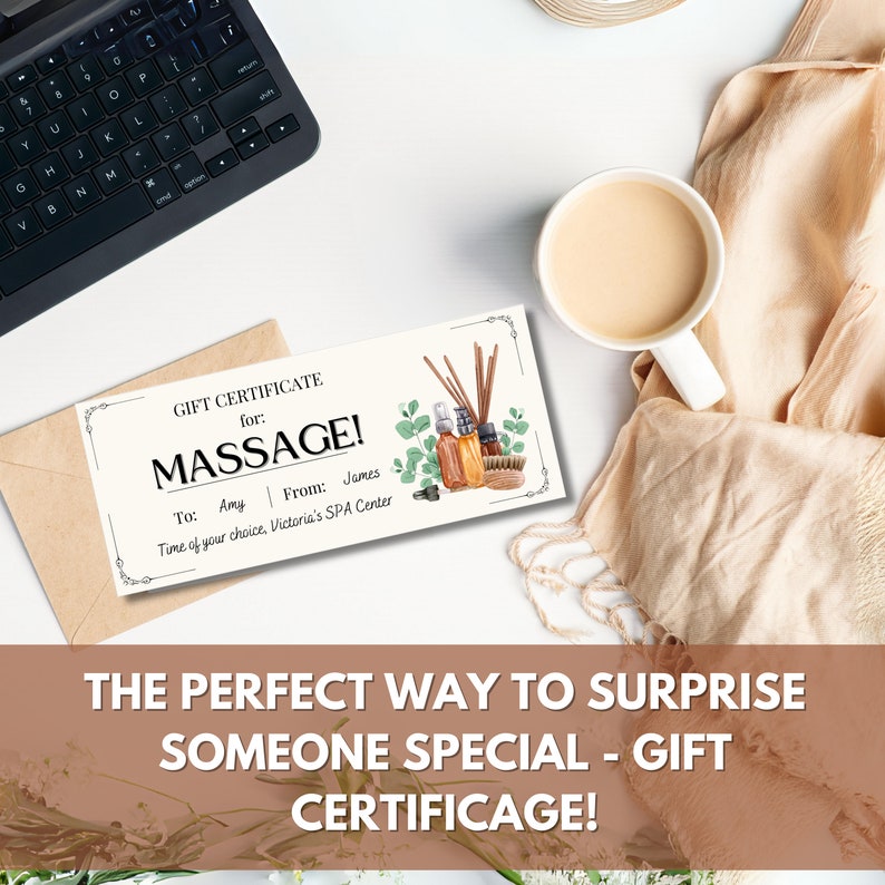 Massage Gift Certificate Template Pampering Gift Coupon Spa Gift for