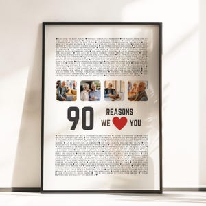 90er Jahre Geburtstag Geschenk für Ihn Frau Mann 90 Jahre Alt, Individuelles Geburtstag Poster, Papa Geschenk von Enkelkinder, Nana Opa Geschenk, Foto Collage P128