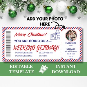 Modèle de bon-cadeau pour un week-end de Noël, bon pour un week-end, modèle de bon-cadeau pour le week-end entre filles, modèle de billet, carte-cadeau