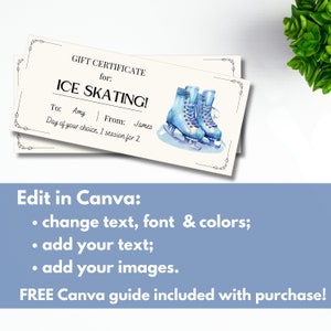 Ice Skating Gift Certificate Template, Ice Skating Gift Ticket Editable ...
