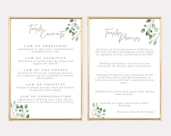 LDS Temple Endowment Covenants and Temple Promises, General Conference Nelson Quote, LDS Wall Art, LDS Printable Bishop Missionary Gift TP2