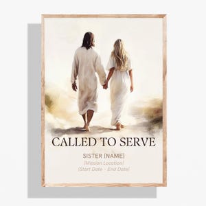 LDS Sister Missionary Farewell Printable, Jesus with Sister, Digital Download, Editable Canva Art, Christian Mission Announcement Gift P438