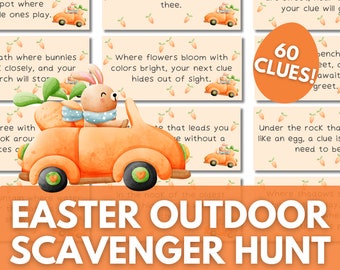 Easter Outdoor Treasure Hunt Clues, Backyard Easter Egg Scavenger Hunt, Easter For Kids Printable Game PDF, Easter Activity For Teenagers