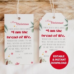 Editable Christian Christmas Gift Tag "bread of Life" Printable ...