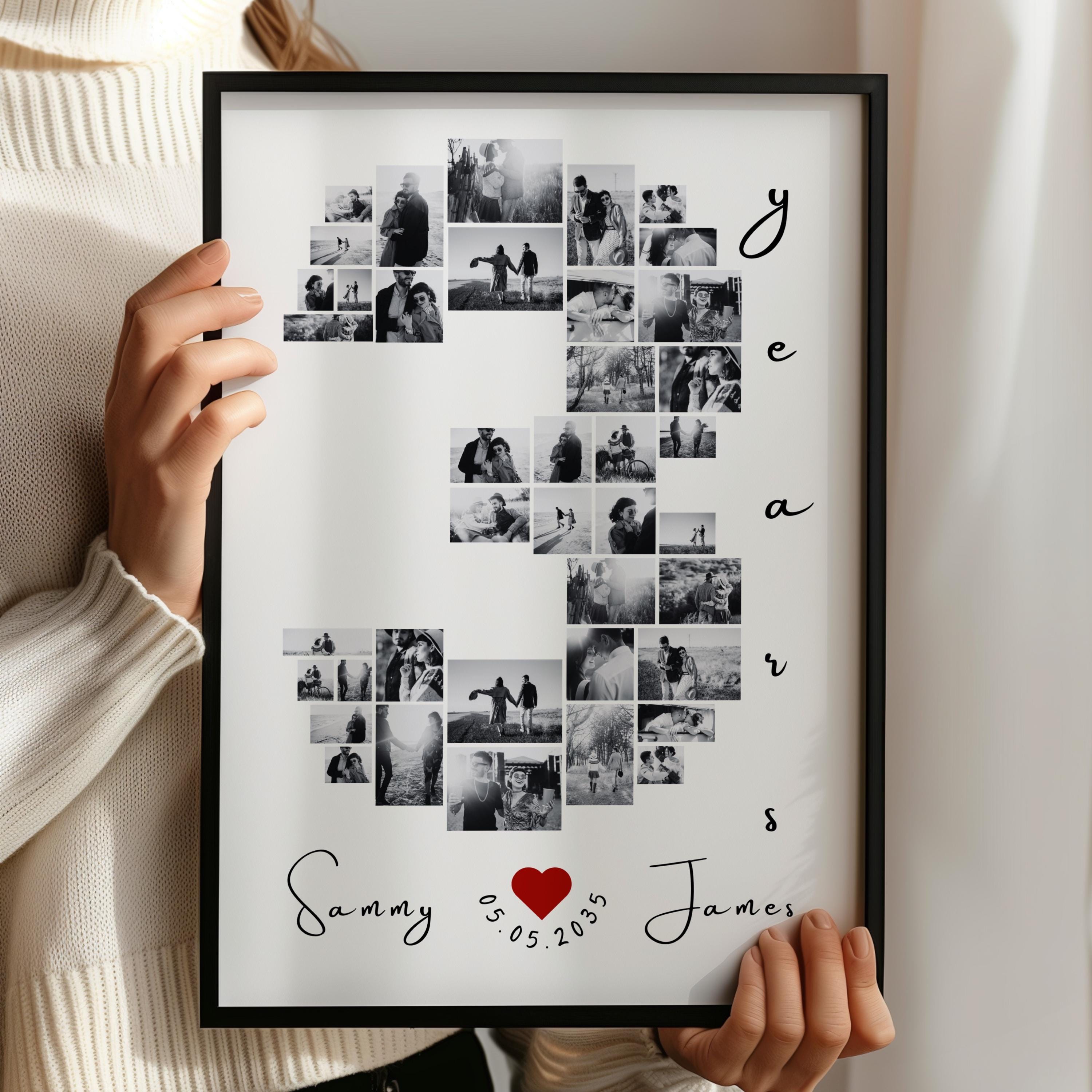 Regalo de aniversario de 3 años para novio (él o novia) - Plantilla de collage de fotos personalizada - Regalo de aniversario - Recuerdo de boda o citas P479