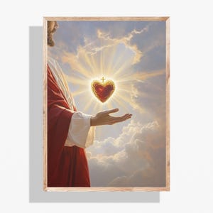 Most Sacred Heart of Jesus Print, Sagrado Corazon Catholic Artwork, Christian Renaissance Style, Holy Heart of Jesus Wall Decor LDS P291