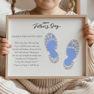 Vatertag Digital Download Craft, Kids Footprint Art Geschenk mit Gedicht, Kleinkind Andenken, Homeschool oder Vorschule druckbare Fußstapfen H12-18